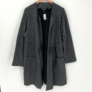 Lane Bryant‎ French Terry Cardigan Jacket Heathered Charcoal Grey Women 18/20